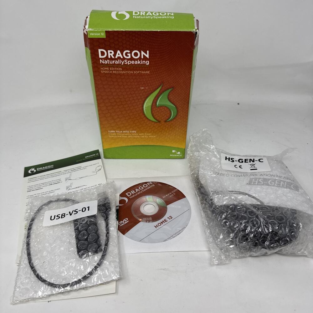 Dragon Naturally Speaking 12 Home Edition Speech Recognition Software w/ Mic NEW